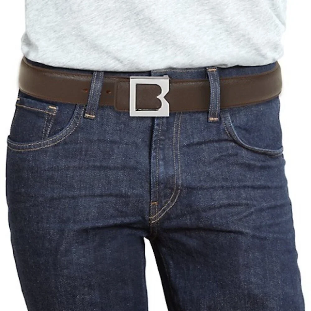 Bruno Magli Textured Brown Leather Belt